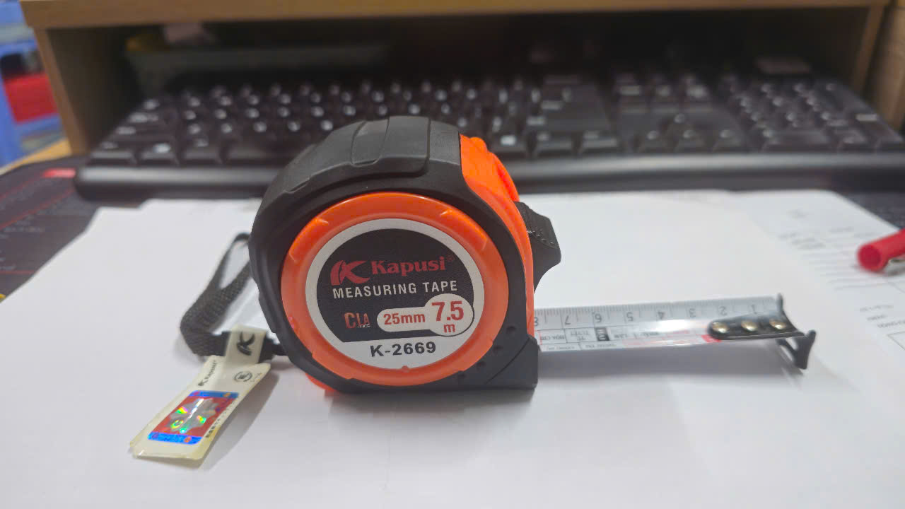 Thước kéo 7.5M ĐEN viền CAM_Lỗ ban_K2669_12/96