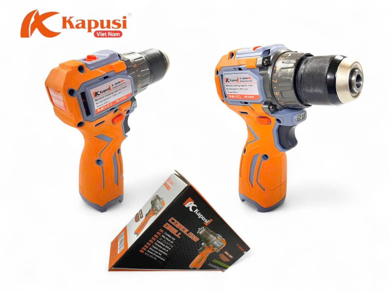 Thân máy khoan pin KPS cam viền xám 10mm_16V_KHÔNG SẠC_K6640_10C/T