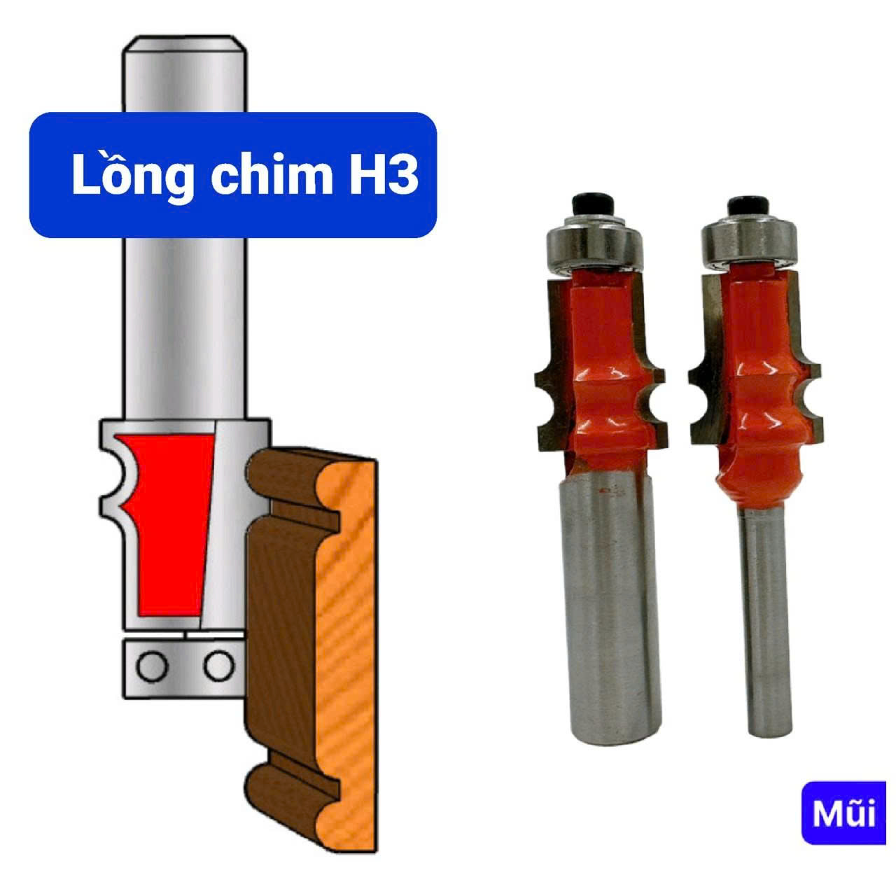 Mũi router VN lồng chim cốt 12.7*17.7*22 chỉ 5ly_H3