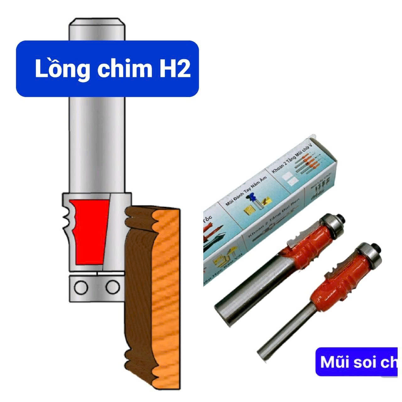 Mũi router VN lồng chim cốt 6.35*15.8*18 chỉ 5ly_H2