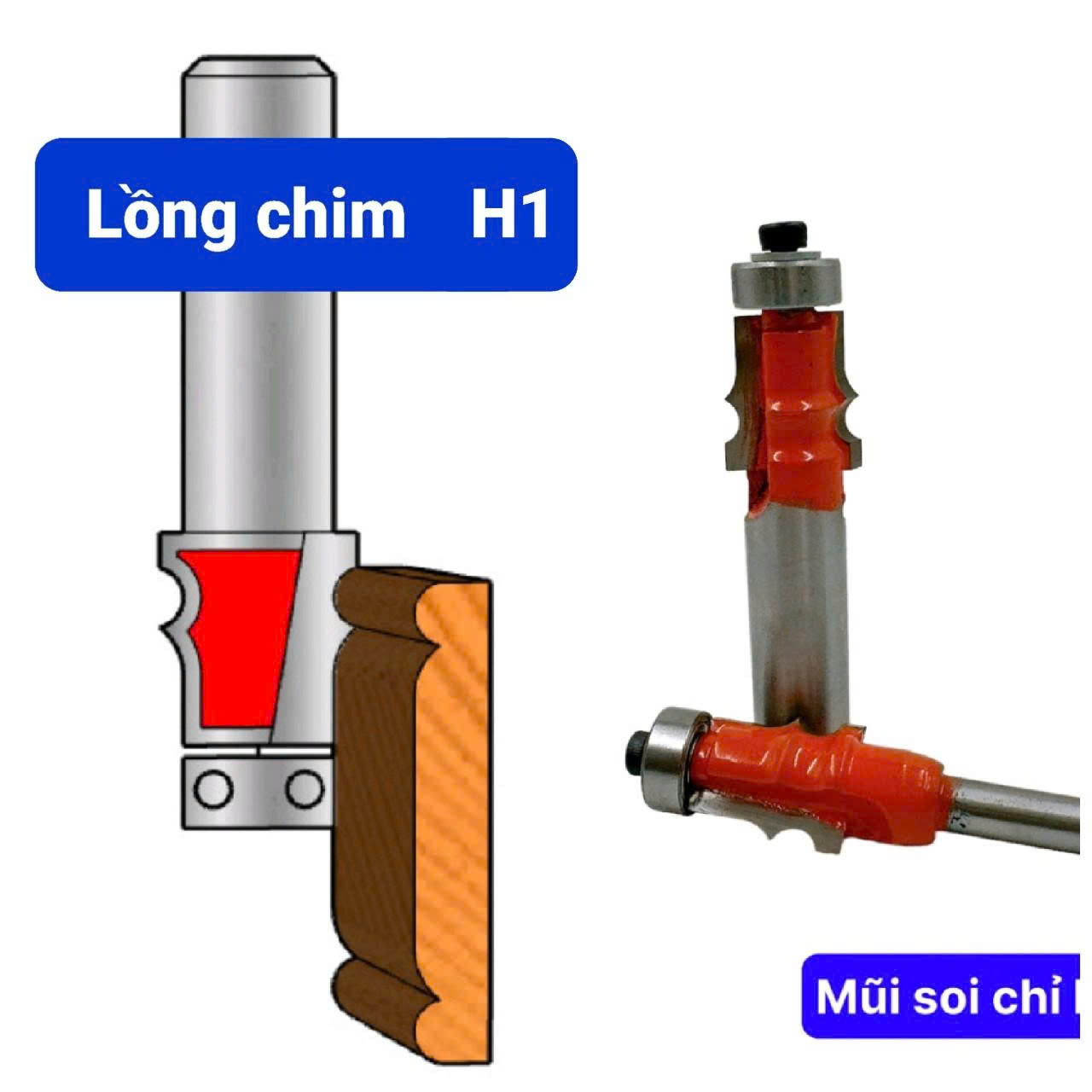 Mũi router VN lồng chim cốt 12.7*16.7*18 chỉ 5ly_H1